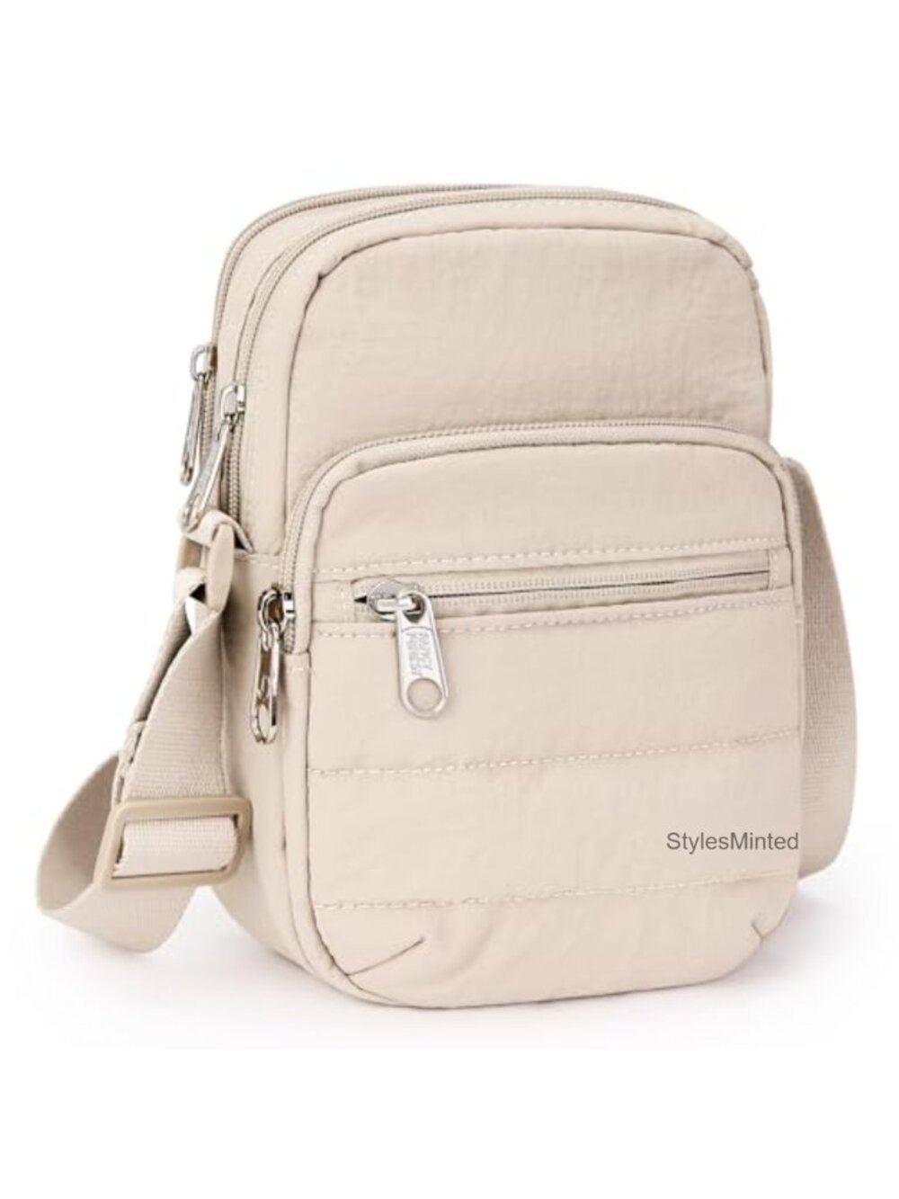 Quilted Nylon Crossbody Sling Bag RFID Card Slots Mini Purse